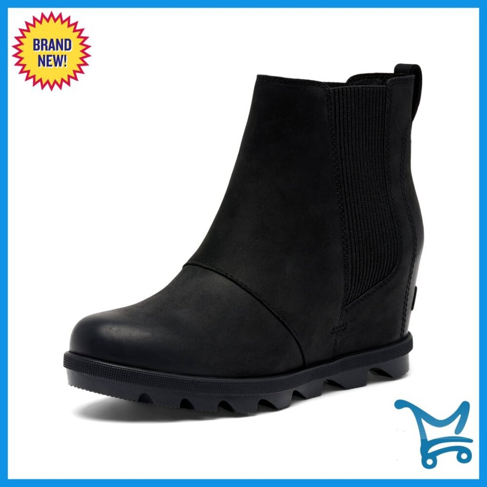 Leather Chelsea Wedge Boots, Waterproof, Slip-On, Calf High